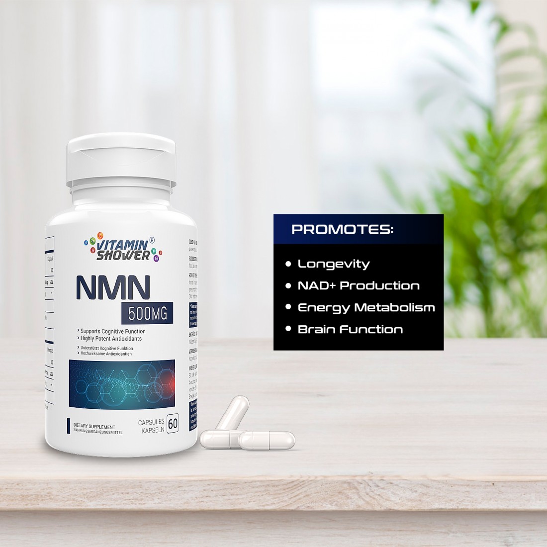 Vitamin Shower NMN Supplement 500mg (60 Count(Pack of 1)